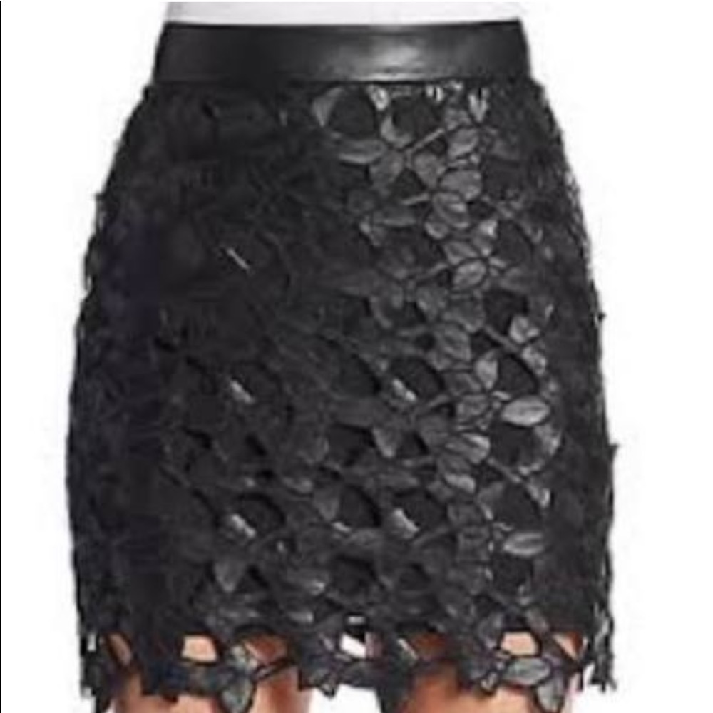 Sam Edelman Faux Leather Eyelet Skirt